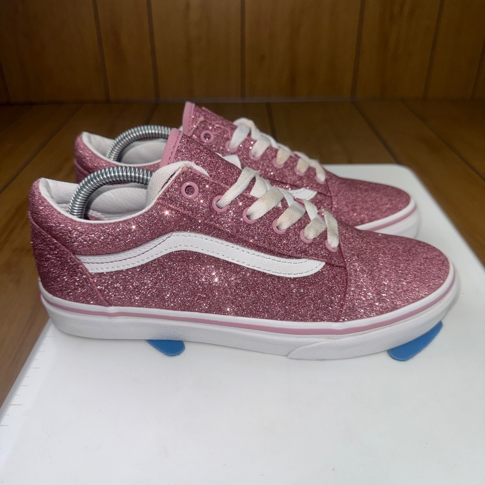 Vans Old Skool Pink Glitter Low Top Sneakers Juniors Size 5.5 Womens 7 507452